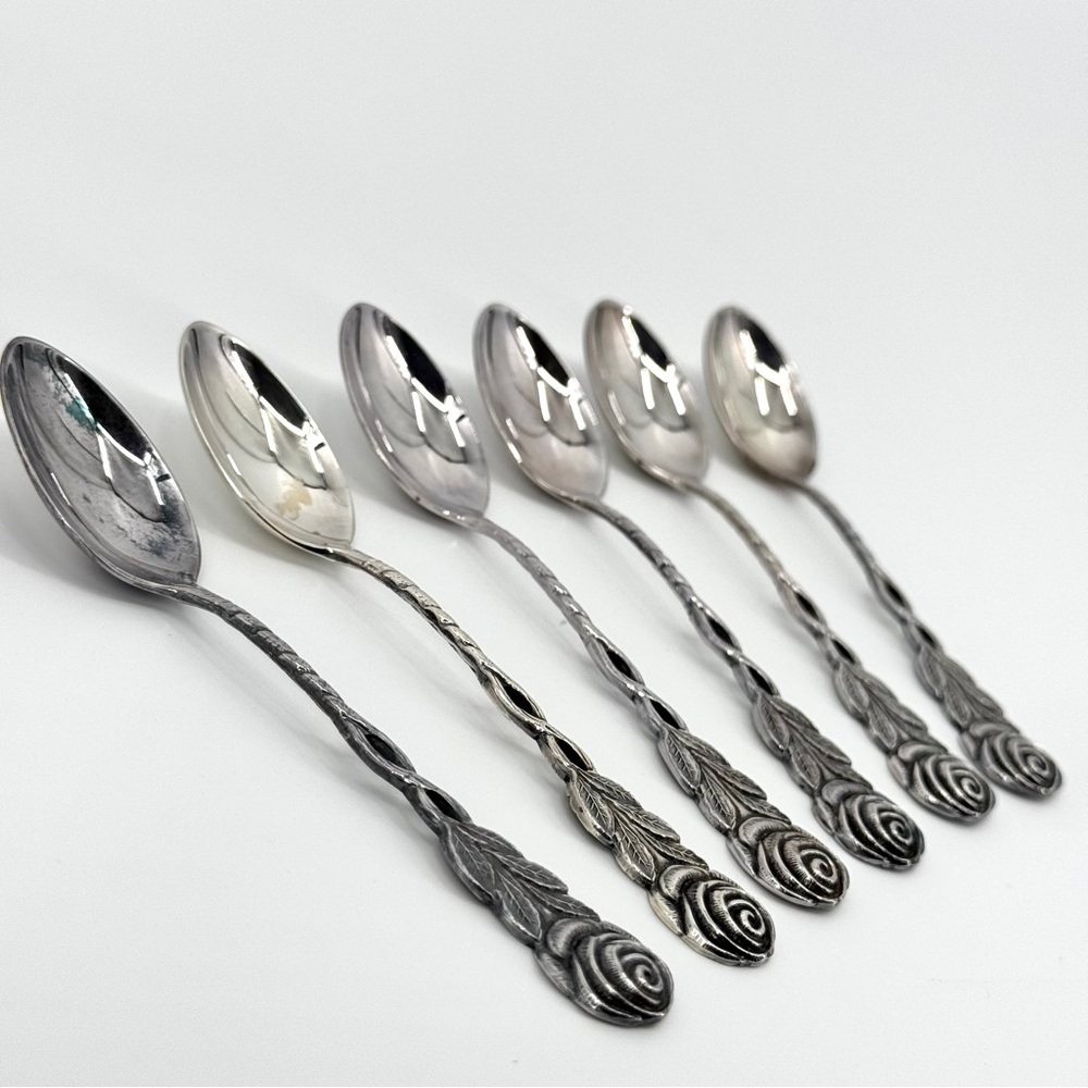 VTG Swedish Moccaskedar Demitasse Silverplate Spoons Set-of-6 - Picture 3 of 7